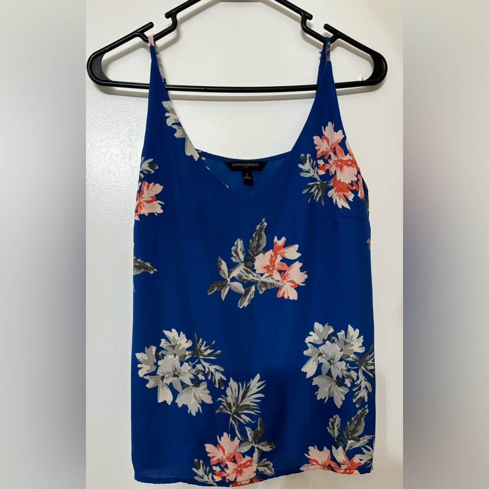 Banana Republic Factory Women Blue Floral Print Camisole Size Small Romantic